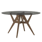 Table de salle à manger ronde Sheeba, style moderne du milieu du siècle, piètement en noyer, par iNSPIRE Q Modern