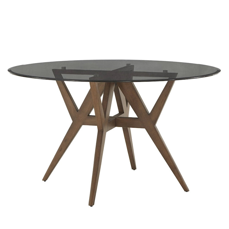 Table de salle à manger ronde Sheeba, style moderne du milieu du siècle, piètement en noyer, par iNSPIRE Q Modern