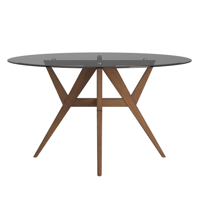 Table de salle à manger ronde Sheeba, style moderne du milieu du siècle, piètement en noyer, par iNSPIRE Q Modern