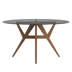Table de salle à manger ronde Sheeba, style moderne du milieu du siècle, piètement en noyer, par iNSPIRE Q Modern