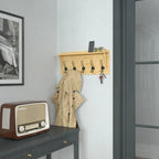 Étagère murale de rangement avec étagère supérieure et crochets de rangement