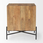 Table d'appoint Cairo en bois massif brun clair avec structure en fer noir et 2 tiroirs - 56 cm (L) x 56 cm (l) x 66 cm (H)