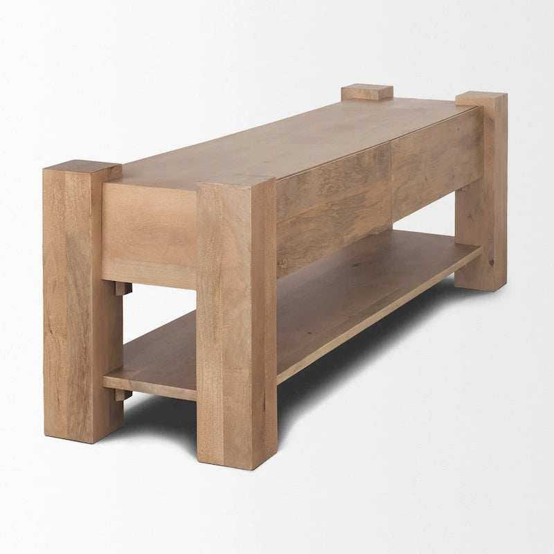 Meuble TV Beth en bois brun clair - 70,0 L x 20,0 l x 24,0 H