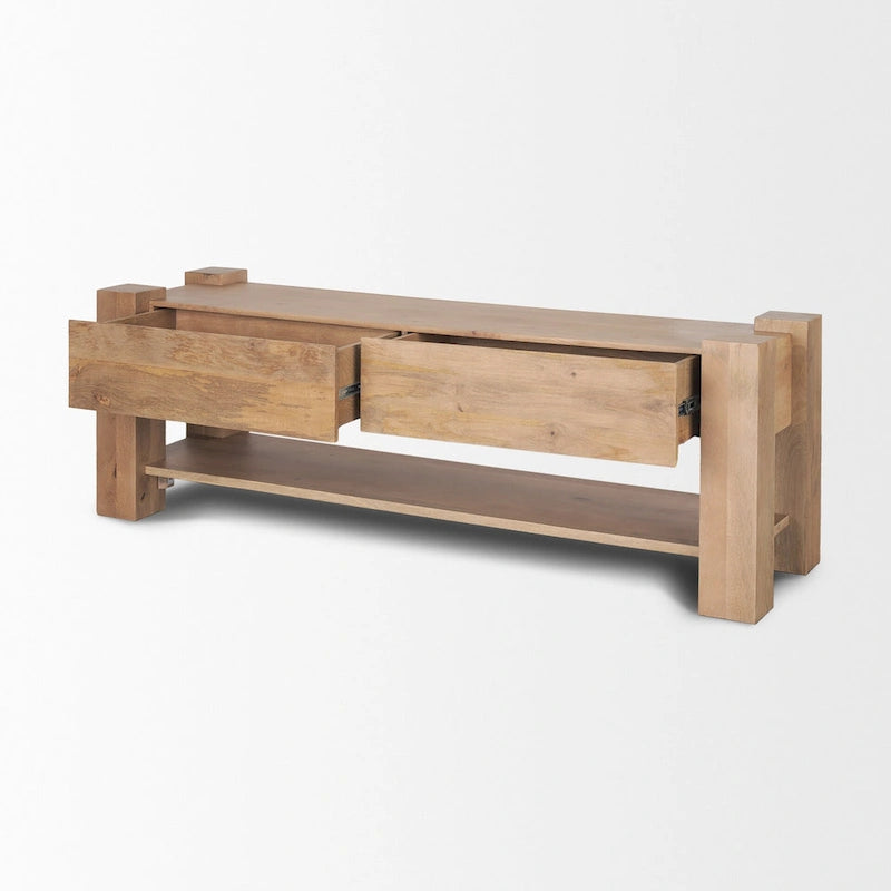 Meuble TV Beth en bois brun clair - 70,0 L x 20,0 l x 24,0 H