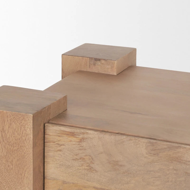 Meuble TV Beth en bois brun clair - 70,0 L x 20,0 l x 24,0 H