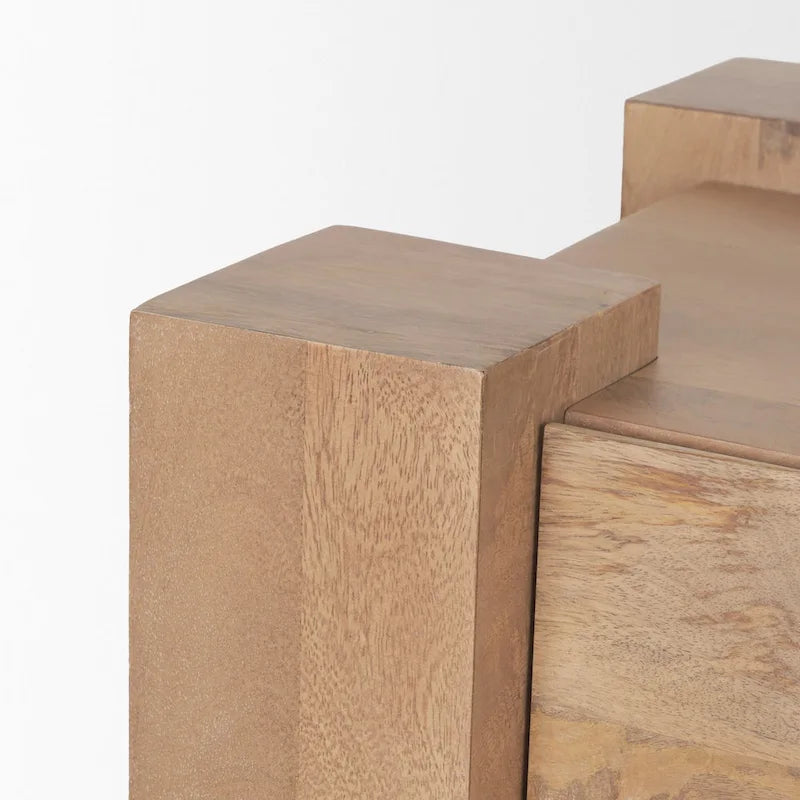 Meuble TV Beth en bois brun clair - 70,0 L x 20,0 l x 24,0 H