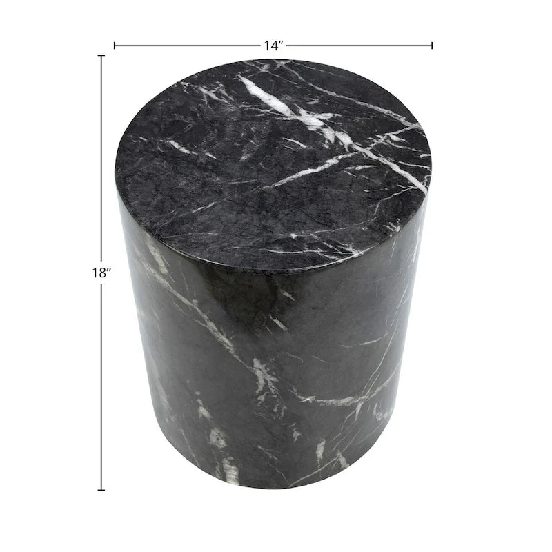 Table d'appoint ronde Sully sur piédestal, noire et blanche