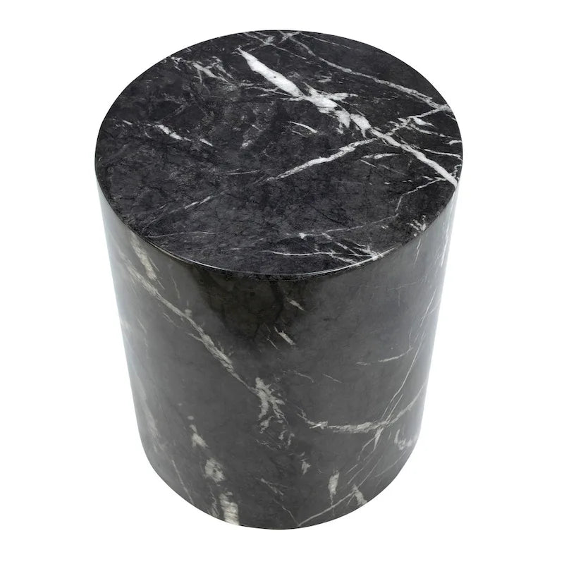 Table d'appoint ronde Sully sur piédestal, noire et blanche
