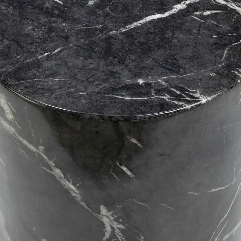 Table d'appoint ronde Sully sur piédestal, noire et blanche