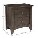 Table de chevet Taylor à 2 tiroirs, style ferme, en bois, couleur brun galet