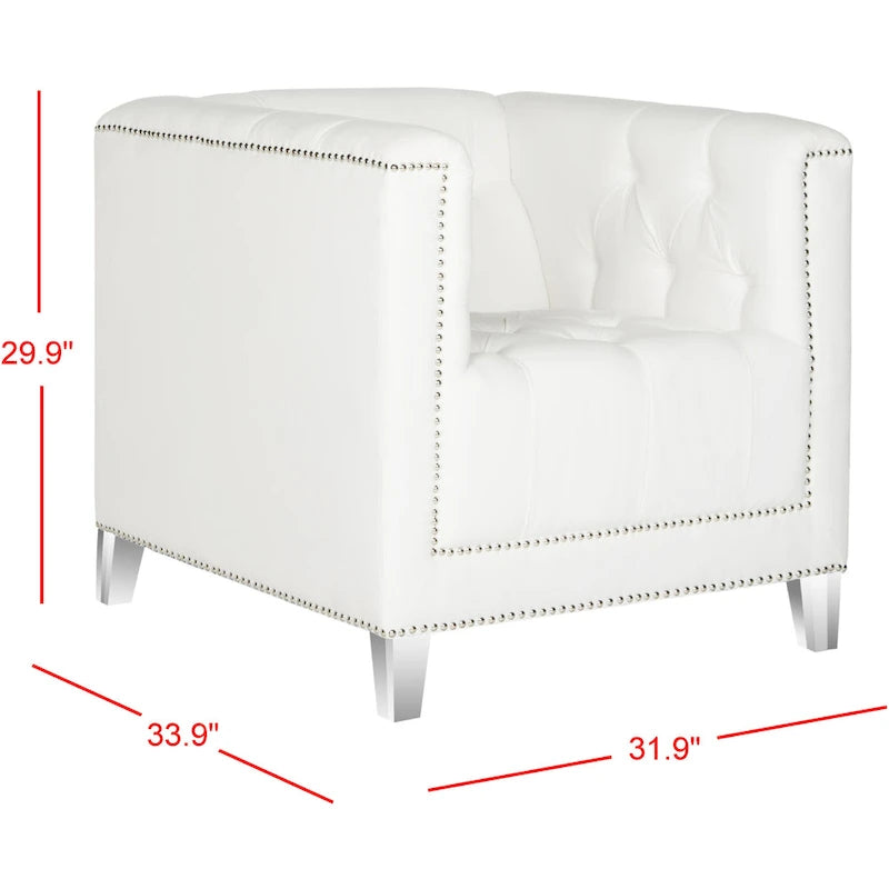 Fauteuil club Kamilah blanc/transparent SAFAVIEH - 31,9 x 33,9 x 29,9 cm (32 po L x 34 po P x 30 po H)