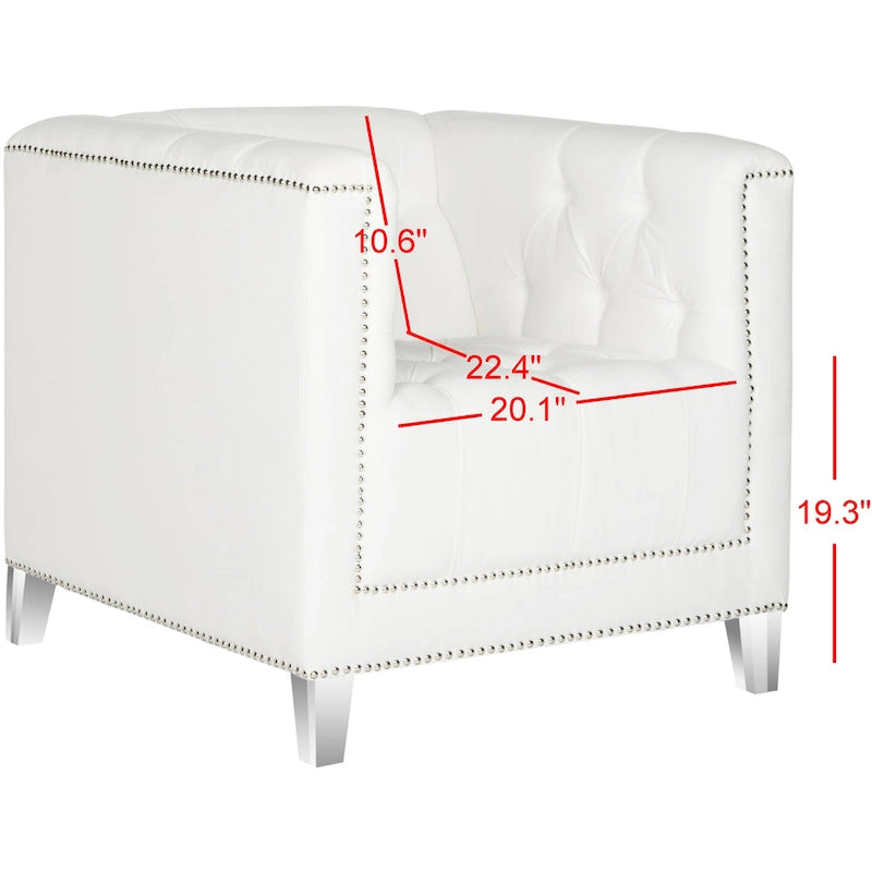 Fauteuil club Kamilah blanc/transparent SAFAVIEH - 31,9 x 33,9 x 29,9 cm (32 po L x 34 po P x 30 po H)