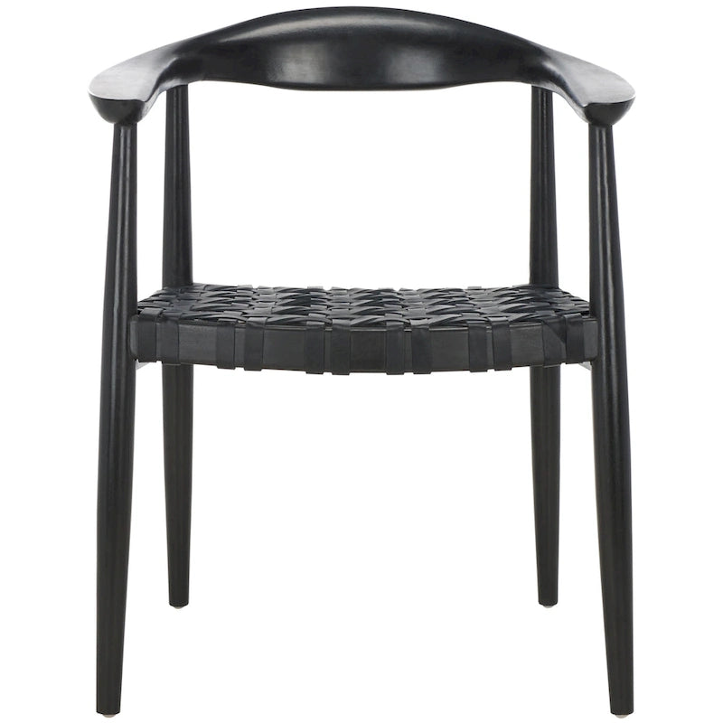 Fauteuil d'appoint SAFAVIEH Birtie en cuir tressé et bois massif (entièrement assemblé) - L 63,5 x P 56 x H 56 cm