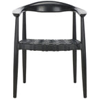 Fauteuil d'appoint SAFAVIEH Birtie en cuir tressé et bois massif (entièrement assemblé) - L 63,5 x P 56 x H 56 cm