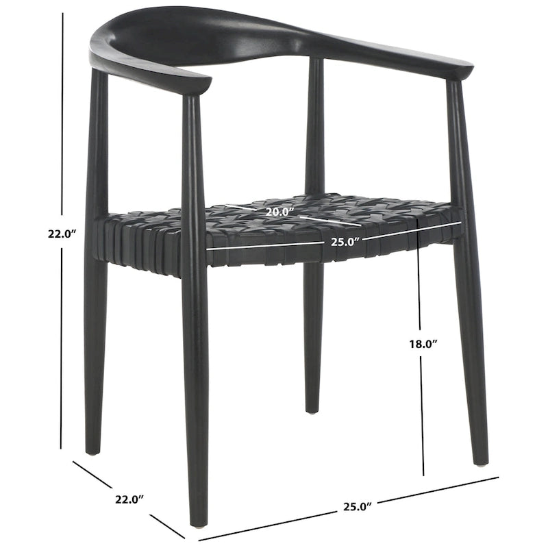 Fauteuil d'appoint SAFAVIEH Birtie en cuir tressé et bois massif (entièrement assemblé) - L 63,5 x P 56 x H 56 cm