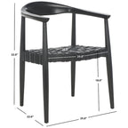 Fauteuil d'appoint SAFAVIEH Birtie en cuir tressé et bois massif (entièrement assemblé) - L 63,5 x P 56 x H 56 cm