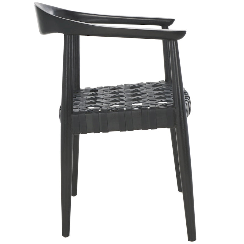 Fauteuil d'appoint SAFAVIEH Birtie en cuir tressé et bois massif (entièrement assemblé) - L 63,5 x P 56 x H 56 cm