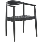 Fauteuil d'appoint SAFAVIEH Birtie en cuir tressé et bois massif (entièrement assemblé) - L 63,5 x P 56 x H 56 cm
