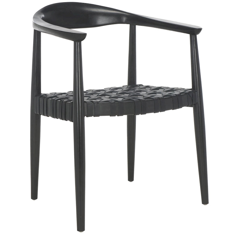 Fauteuil d'appoint SAFAVIEH Birtie en cuir tressé et bois massif (entièrement assemblé) - L 63,5 x P 56 x H 56 cm