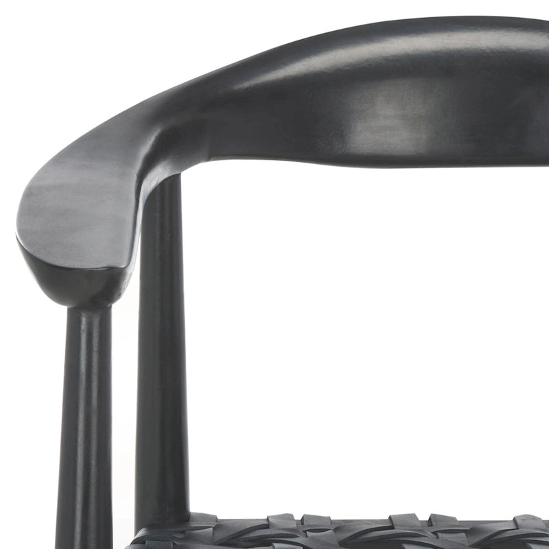Fauteuil d'appoint SAFAVIEH Birtie en cuir tressé et bois massif (entièrement assemblé) - L 63,5 x P 56 x H 56 cm