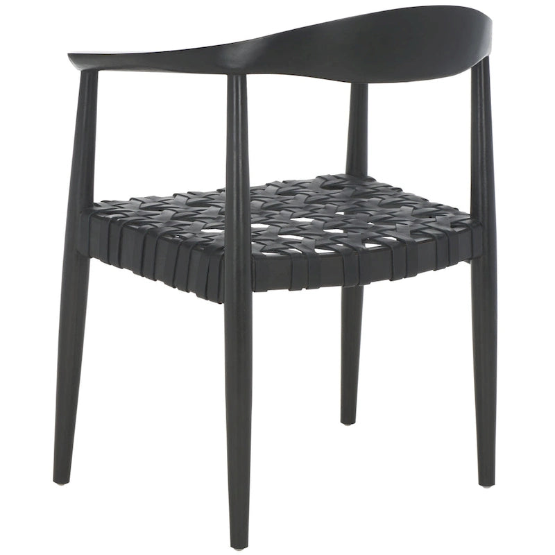 Fauteuil d'appoint SAFAVIEH Birtie en cuir tressé et bois massif (entièrement assemblé) - L 63,5 x P 56 x H 56 cm