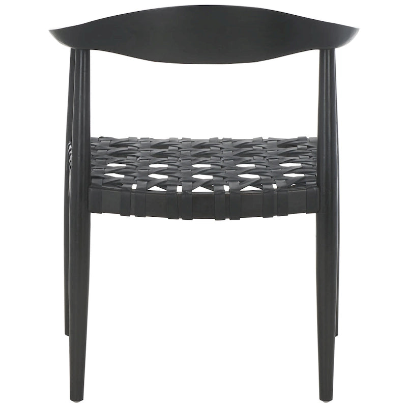 Fauteuil d'appoint SAFAVIEH Birtie en cuir tressé et bois massif (entièrement assemblé) - L 63,5 x P 56 x H 56 cm