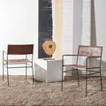 Chaises de salle à manger en cuir Bernardine de SAFAVIEH (lot de 2) - 55 cm (L) x 50 cm (l) x 81 cm (H) - 56 cm (L) x 51 cm (P) x 81 cm (H)
