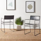 SAFAVIEH Bernardine Leather Dining Chair (Set of 2) - 21.7 W x 19.7 L x 31.9 H - 22Wx20Dx32H