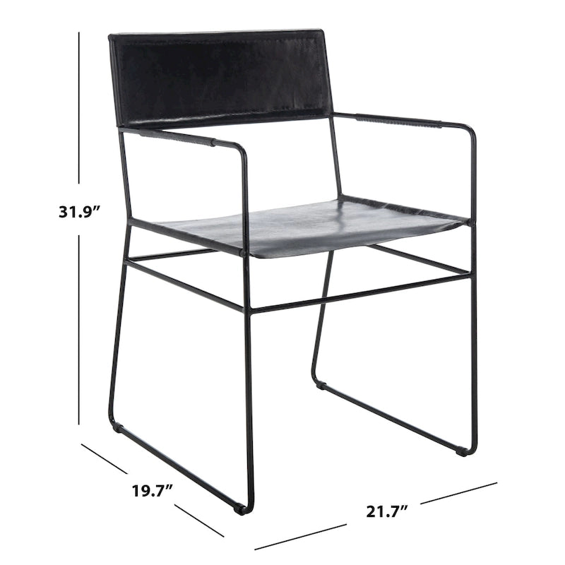 Chaises de salle à manger en cuir Bernardine de SAFAVIEH (lot de 2) - 55 cm (L) x 50 cm (l) x 81 cm (H) - 56 cm (L) x 51 cm (P) x 81 cm (H)