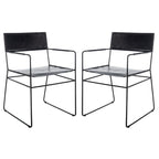 Chaises de salle à manger en cuir Bernardine de SAFAVIEH (lot de 2) - 55 cm (L) x 50 cm (l) x 81 cm (H) - 56 cm (L) x 51 cm (P) x 81 cm (H)
