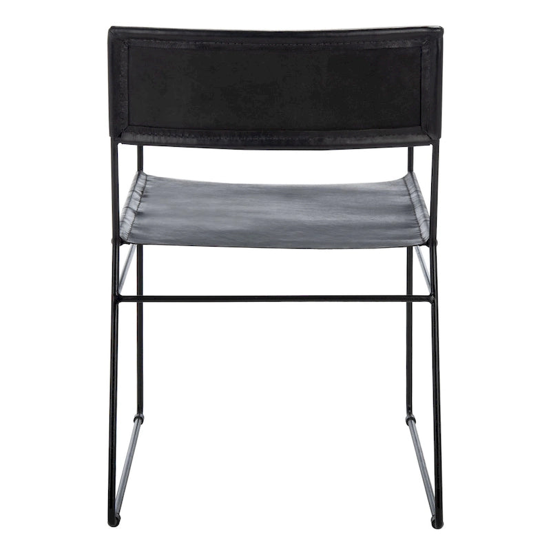 Chaises de salle à manger en cuir Bernardine de SAFAVIEH (lot de 2) - 55 cm (L) x 50 cm (l) x 81 cm (H) - 56 cm (L) x 51 cm (P) x 81 cm (H)