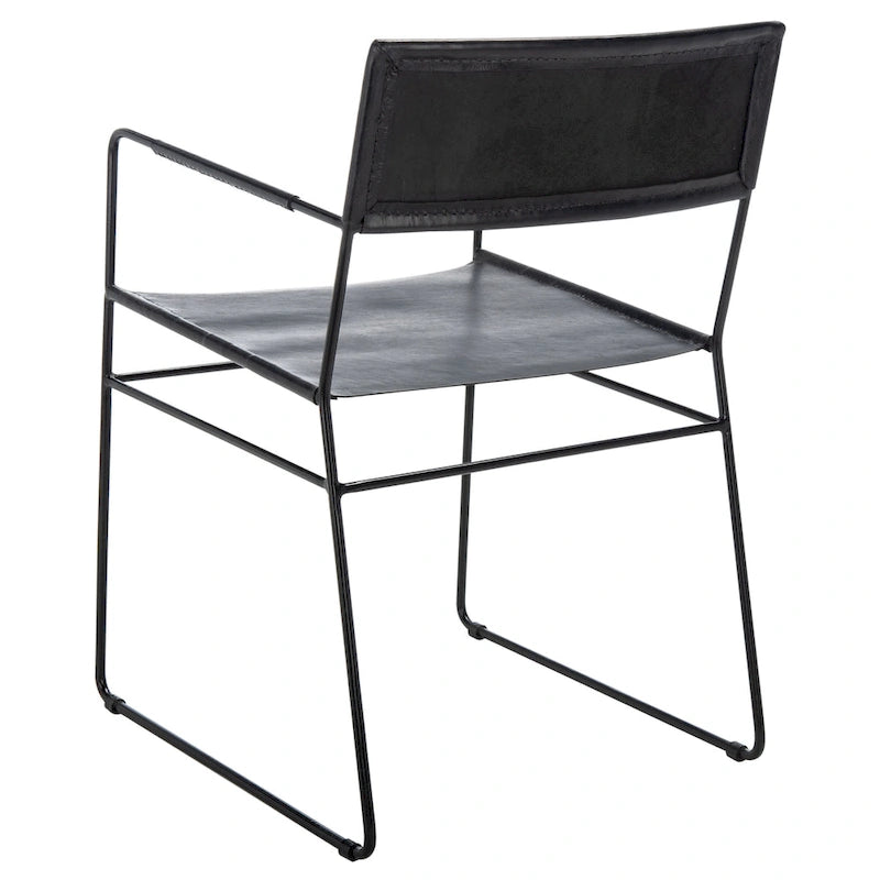 Chaises de salle à manger en cuir Bernardine de SAFAVIEH (lot de 2) - 55 cm (L) x 50 cm (l) x 81 cm (H) - 56 cm (L) x 51 cm (P) x 81 cm (H)