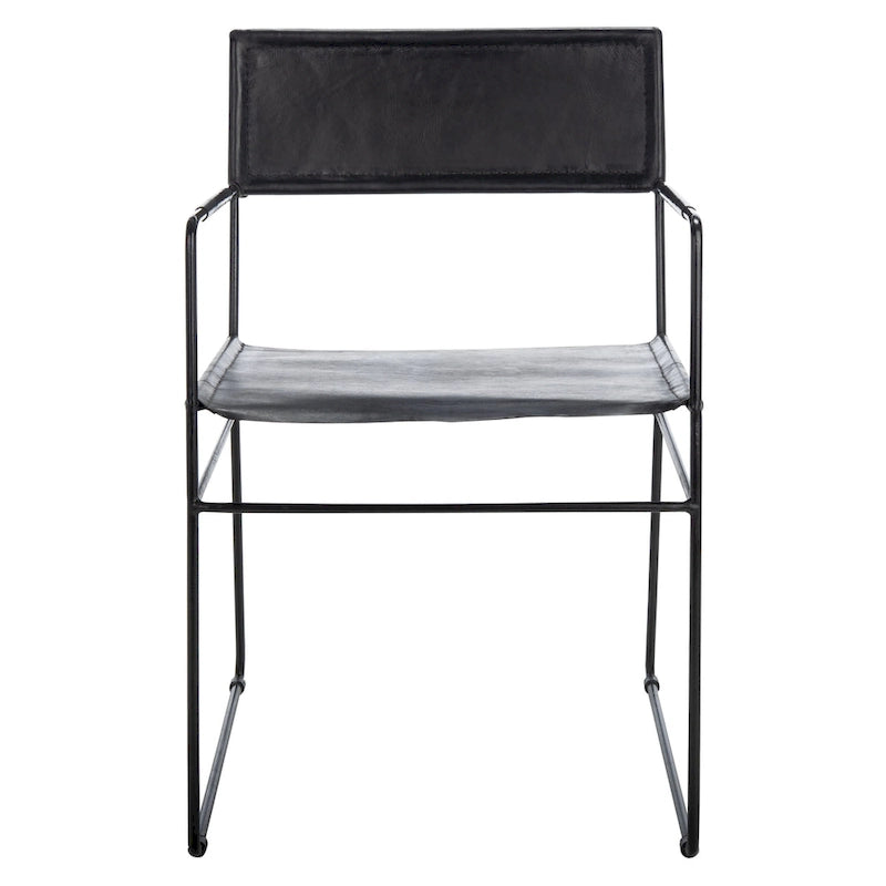 Chaises de salle à manger en cuir Bernardine de SAFAVIEH (lot de 2) - 55 cm (L) x 50 cm (l) x 81 cm (H) - 56 cm (L) x 51 cm (P) x 81 cm (H)