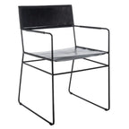 Chaises de salle à manger en cuir Bernardine de SAFAVIEH (lot de 2) - 55 cm (L) x 50 cm (l) x 81 cm (H) - 56 cm (L) x 51 cm (P) x 81 cm (H)