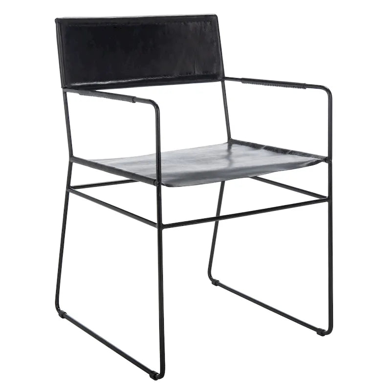 Chaises de salle à manger en cuir Bernardine de SAFAVIEH (lot de 2) - 55 cm (L) x 50 cm (l) x 81 cm (H) - 56 cm (L) x 51 cm (P) x 81 cm (H)