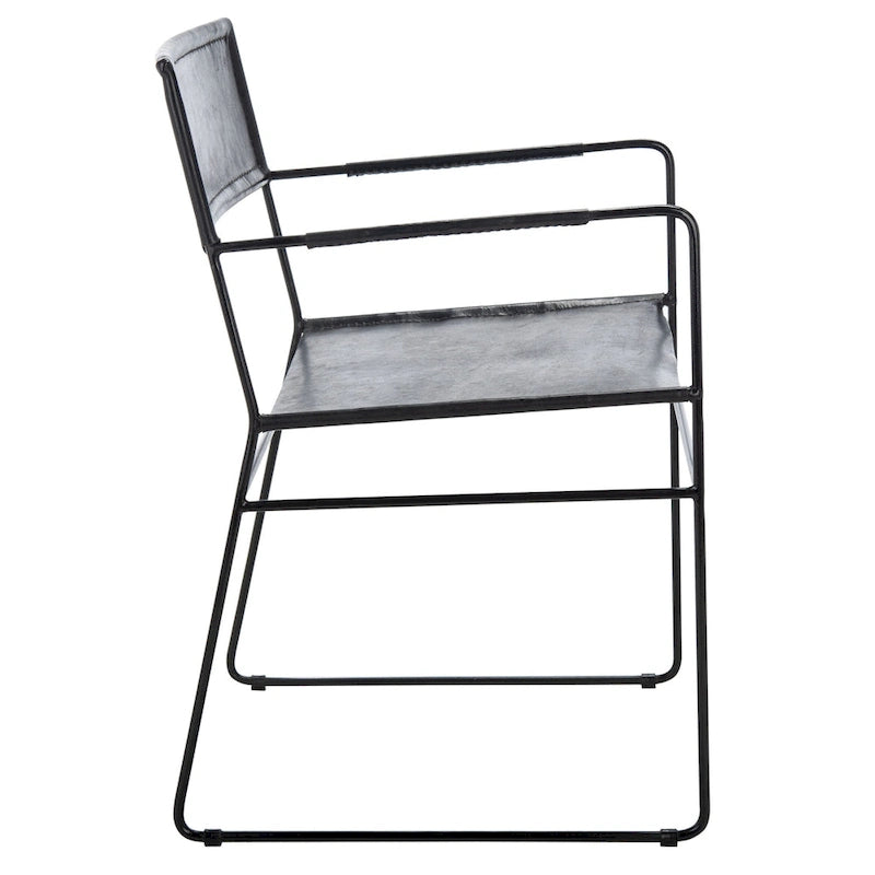 Chaises de salle à manger en cuir Bernardine de SAFAVIEH (lot de 2) - 55 cm (L) x 50 cm (l) x 81 cm (H) - 56 cm (L) x 51 cm (P) x 81 cm (H)