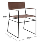 Chaises de salle à manger en cuir Bernardine de SAFAVIEH (lot de 2) - 55 cm (L) x 50 cm (l) x 81 cm (H) - 56 cm (L) x 51 cm (P) x 81 cm (H)