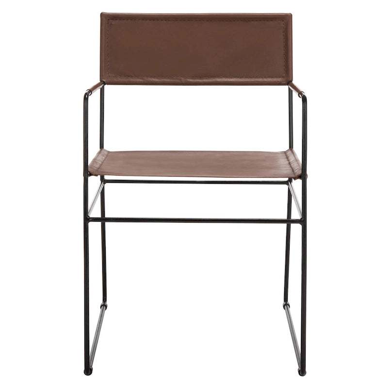 Chaises de salle à manger en cuir Bernardine de SAFAVIEH (lot de 2) - 55 cm (L) x 50 cm (l) x 81 cm (H) - 56 cm (L) x 51 cm (P) x 81 cm (H)