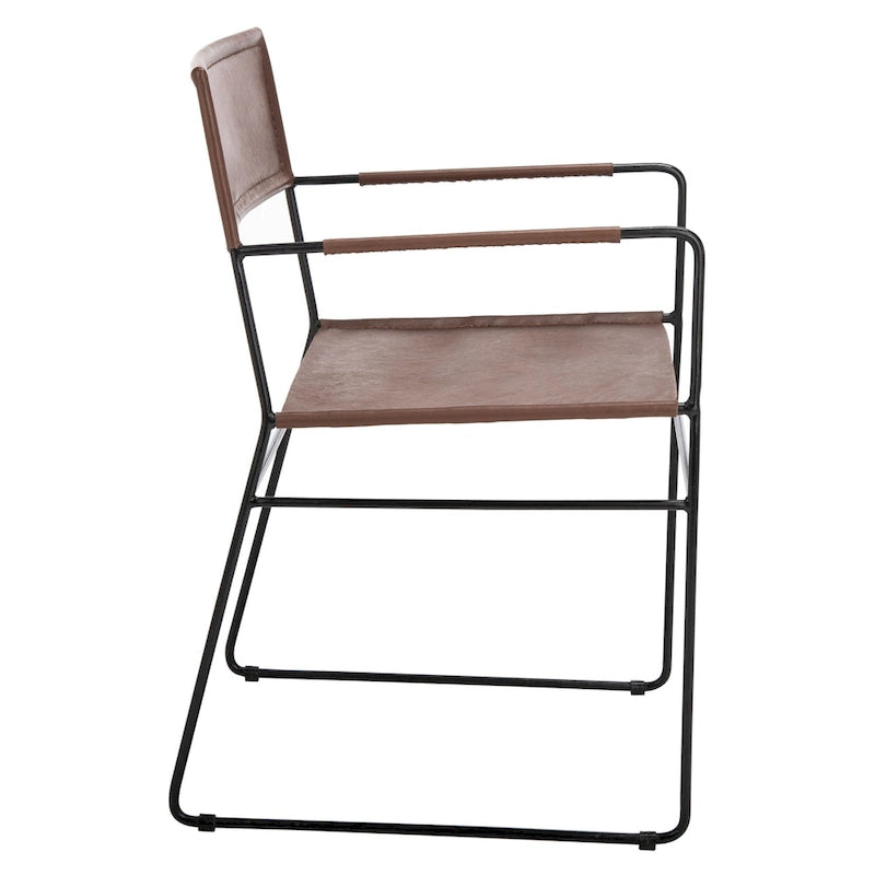 Chaises de salle à manger en cuir Bernardine de SAFAVIEH (lot de 2) - 55 cm (L) x 50 cm (l) x 81 cm (H) - 56 cm (L) x 51 cm (P) x 81 cm (H)