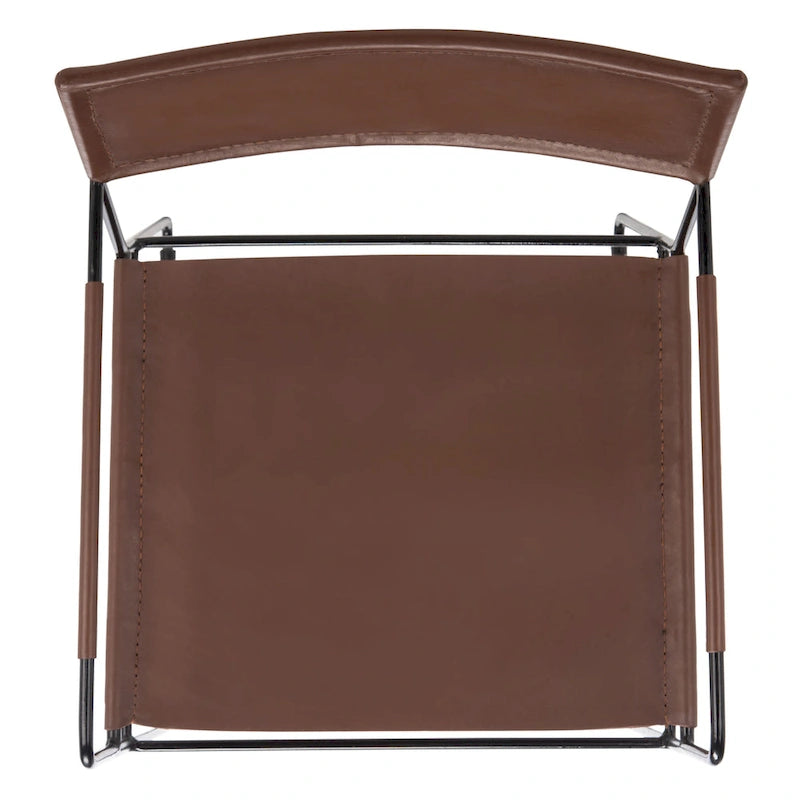 Chaises de salle à manger en cuir Bernardine de SAFAVIEH (lot de 2) - 55 cm (L) x 50 cm (l) x 81 cm (H) - 56 cm (L) x 51 cm (P) x 81 cm (H)