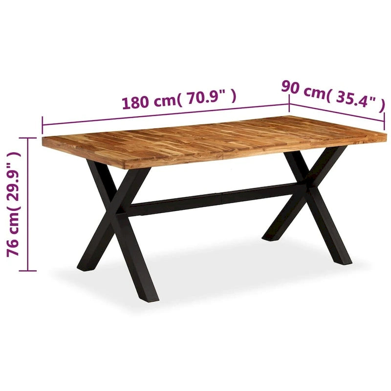 Table de salle à manger vidaXL en bois massif d'acacia et de manguier 70,9 x 35,4 x 29,9
