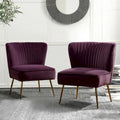 Fauteuil d'appoint confortable sans accoudoirs Monica pour salon, avec dossier capitonné et pieds en métal, par HULALA HOME