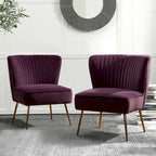 Fauteuil d'appoint confortable sans accoudoirs Monica pour salon, avec dossier capitonné et pieds en métal, par HULALA HOME