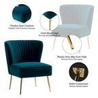 Fauteuil d'appoint confortable sans accoudoirs Monica pour salon, avec dossier capitonné et pieds en métal, par HULALA HOME