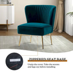 Fauteuil d'appoint confortable sans accoudoirs Monica pour salon, avec dossier capitonné et pieds en métal, par HULALA HOME