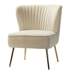 Fauteuil d'appoint confortable sans accoudoirs Monica pour salon, avec dossier capitonné et pieds en métal, par HULALA HOME