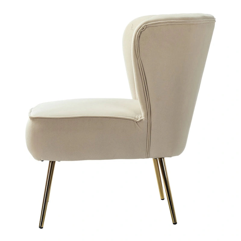 Fauteuil d'appoint confortable sans accoudoirs Monica pour salon, avec dossier capitonné et pieds en métal, par HULALA HOME