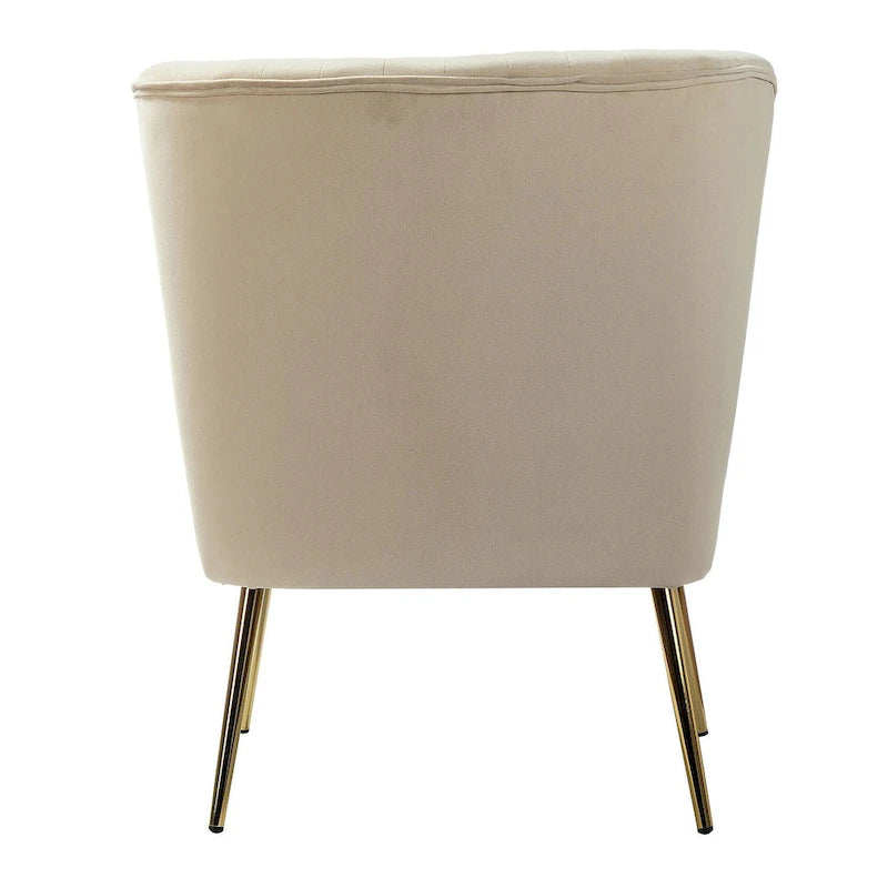 Fauteuil d'appoint confortable sans accoudoirs Monica pour salon, avec dossier capitonné et pieds en métal, par HULALA HOME