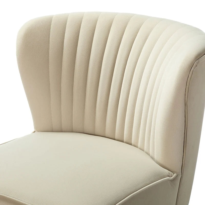 Fauteuil d'appoint confortable sans accoudoirs Monica pour salon, avec dossier capitonné et pieds en métal, par HULALA HOME