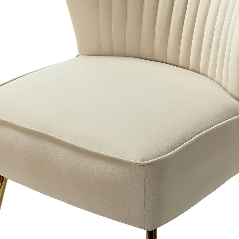 Fauteuil d'appoint confortable sans accoudoirs Monica pour salon, avec dossier capitonné et pieds en métal, par HULALA HOME